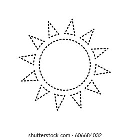Sun sign illustration. Vector. Black dashed icon on white background. Isolated.