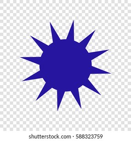 Sun sign illustration. Vector. Blue icon on transparent background.