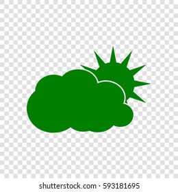 Sun sign illustration. Vector. Dark green icon on transparent background.