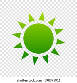 Sun sign illustration. Vector. Green gradient icon on transparent background.
