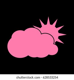Sun sign illustration. Vector. Pink icon on black background.