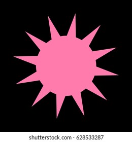 Sun sign illustration. Vector. Pink icon on black background.