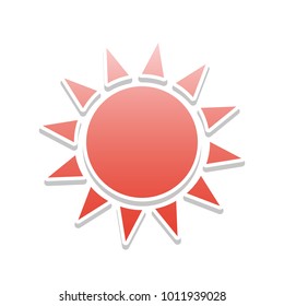 Sun sign illustration. Vector. Reddish icon with white and gray shadow on white background. Isolated.