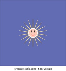 The sun sign on blue background. 