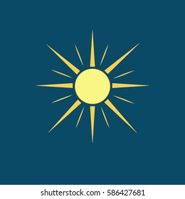 The sun sign on blue background.