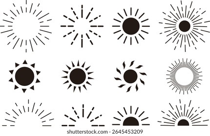 
Sun silhouette icon vector illustration material set