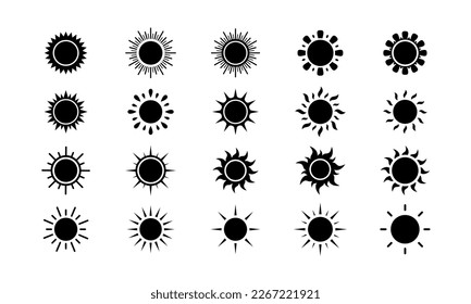 sun silhouette icon vector set
