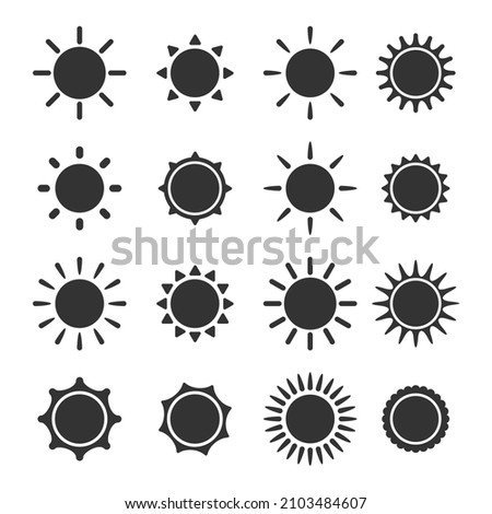 sun silhouette icon for web and mobile app vector, isolated sun black color on white background with separated layers