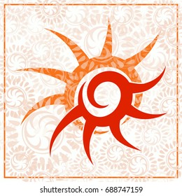 Sun silhouette icon. Yellow stylized sun or star logo. For decoration topics on summer, spring, nature, sky, weather, day, astral, starry sky. Isolated vector illustration.