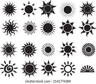 Sun Silhouette Isolated on White Background