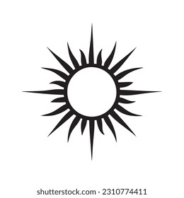 Sun silhouette logo isolated on white background, vector icon