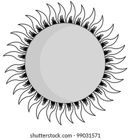 sun silhouette on white background, vector illustration