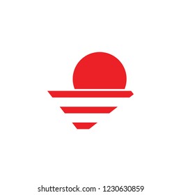 sun silhouette stripes design logo vector