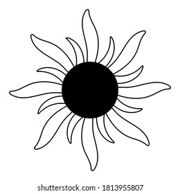 Sun Silhouette. Trendy icon or logo. Modern hand drawn vector.