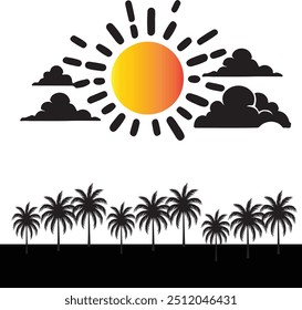 Sun silhouette vector art illustration natural background