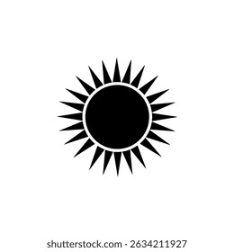 Sun silhouette vector flat illustration on white background.