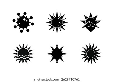 Sun  Silhouette Vector Illustrations Set- (3)