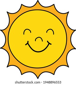 Sun similing  logo vector illustration isolated in white background