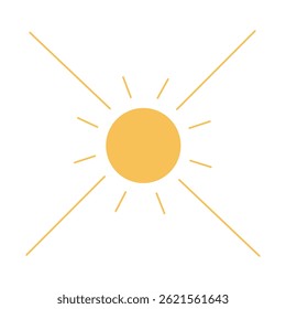 Sun simple flat isolated illustration. Summer element on transparent background