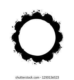sun. simple icon. Black ink with splashes on white background