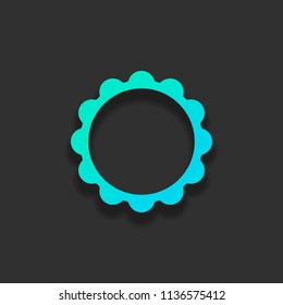 sun. simple icon. Colorful logo concept with soft shadow on dark background. Icon color of azure ocean