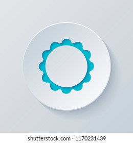 sun. simple icon. Cut circle with gray and blue layers. Paper style