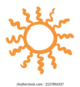 Sun simple icon. Doodle flat clipart. All objects are repainted.