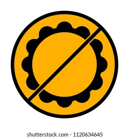 sun. simple icon. not allowed, black object in warning sign with orange background color