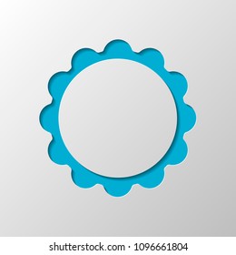 sun. simple icon. Paper design. Cutted symbol with shadow