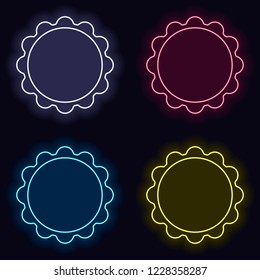 sun. simple icon. Set of fashion neon sign. Casino style on dark background. Seamless pattern