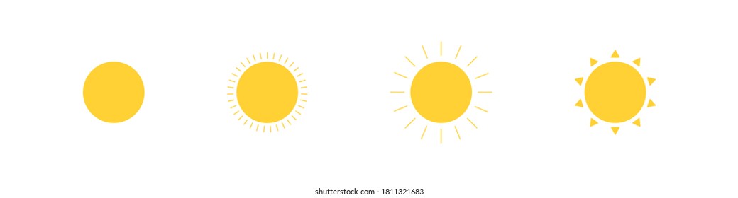 Sun, simple icon set. Sunshine illustration, light isolated concept in vector flat style.