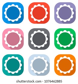 sun. simple icon. Set of white icons on colored squares for appl