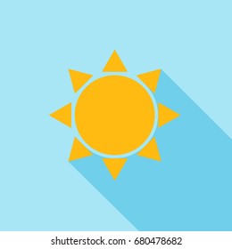 Sun Simple Icon with Shadow. Vector Illustration. Flat Style. Decorative Summer Weather Design.