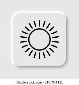 Sun simple icon, vector. Flat desing. Neumorphism design.ai