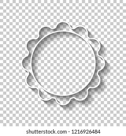 sun. simple icon. White outline sign with shadow on transparent background