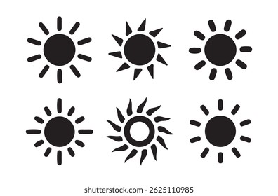 Sun simple icons collection. Hot solar energy for tan, Vector illustration eps 10