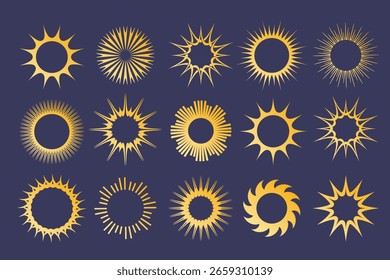 Colección de iconos simples de Sun. Ilustración vectorial