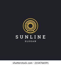 Diseño de ilustración vectorial de logotipo de línea simple de Sun