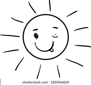 Sun sketch / line art for kids coloring books.  Black and white vector illustration for coloring book.