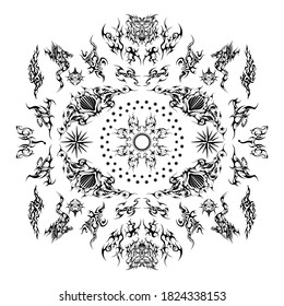 sun sky ancient scroll engraving plate print sticker symbol