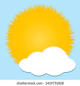 Sun, sky, cloud symbols of nature. Vector illustration isolated.