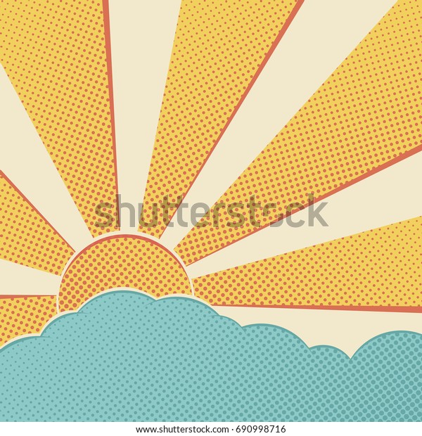 Sun Sky Comic Pop Art Background Stock Vector (Royalty Free) 690998716