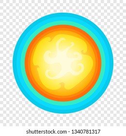 Sun in the sky icon in cartoon style isolated on background for any web design 