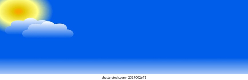 Sun Sky, illustration of sky with Sun with cloud. banner