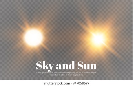 The sun and sky. Weather and forecast a Transparent background. Vector illustration.