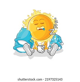the sun sleeping character. cartoon mascot vector