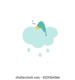 sun sleeps in clouds icon. Cartoon vector illustration isolated on white. Cloudy weather symbol