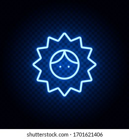 sun, smile blue neon vector icon