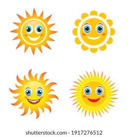 Sun smile emoticon logo images illustration design