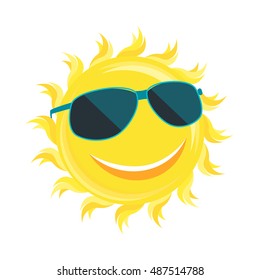 Happy Cartoon Style Sun Smiling Sunglasses Stock Vector (Royalty Free ...